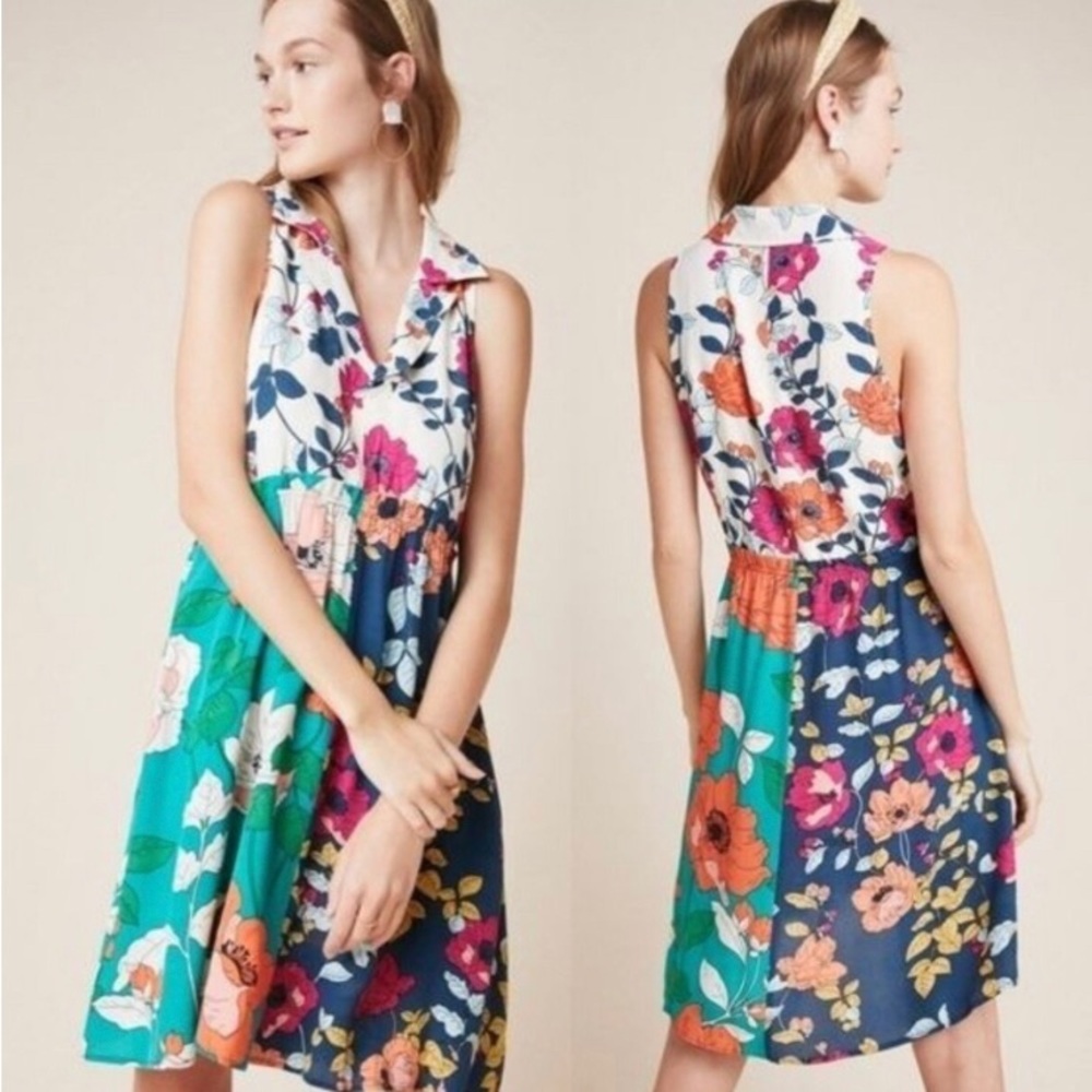 Anthropologie Dinah Halter Collared Dress